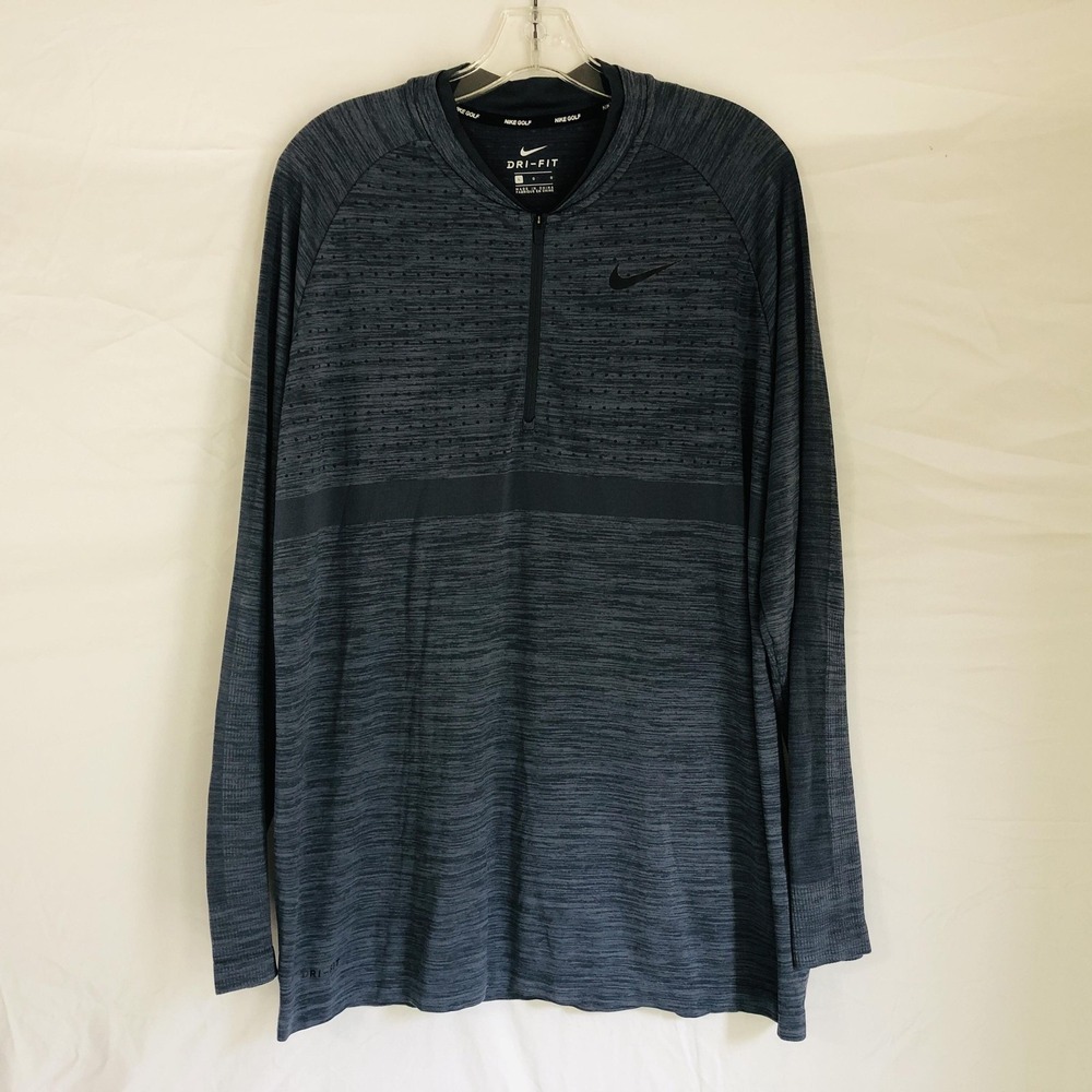 Nike Golf Pullover Mens Large Gray Dri-FIT Half Zip Athletic Long Sleeve Shirt